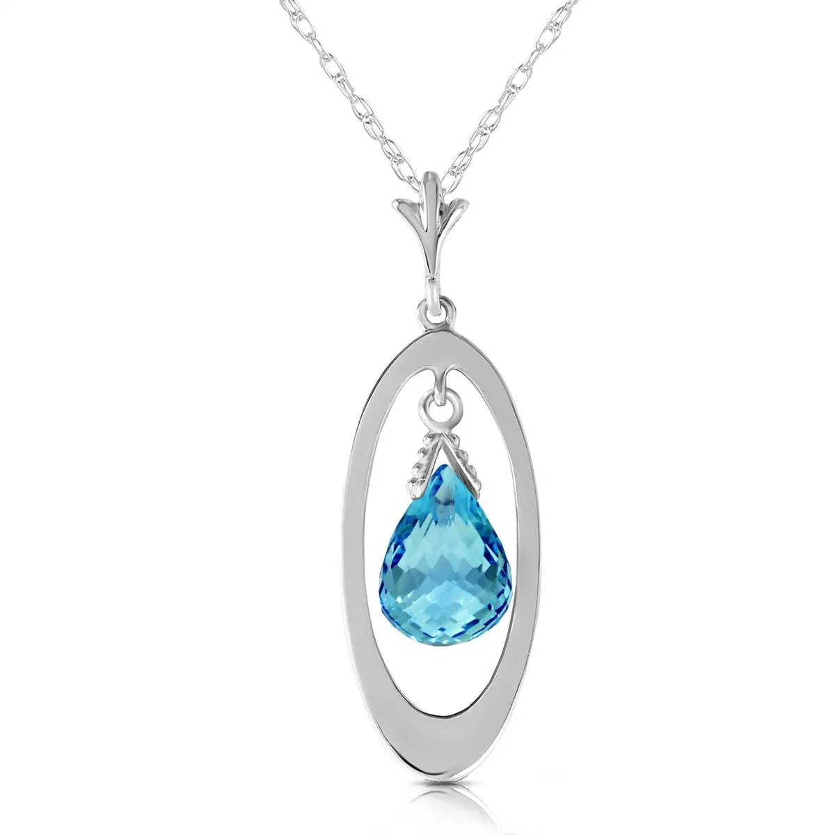 0.7 Carat 14K Solid White Gold Crash Into You Blue Topaz Necklace