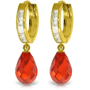 11.1 Carat 14K Solid Yellow Gold Countess Red Zirconia Earrings