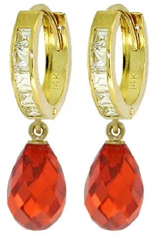 11.1 Carat 14K Solid Yellow Gold Countess Red Zirconia Earrings