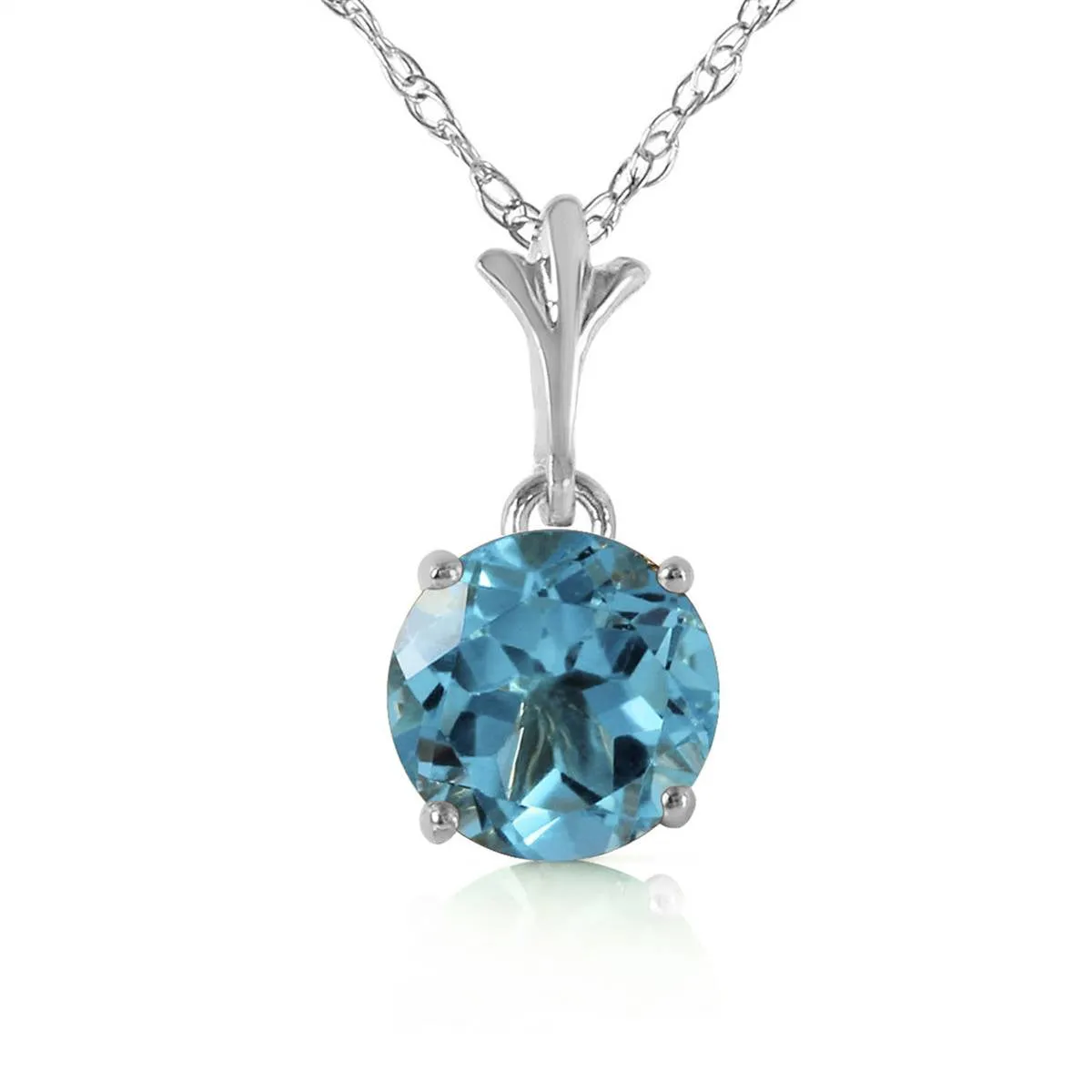 1.15 Carat 14K Solid White Gold Think Again Blue Topaz Necklace