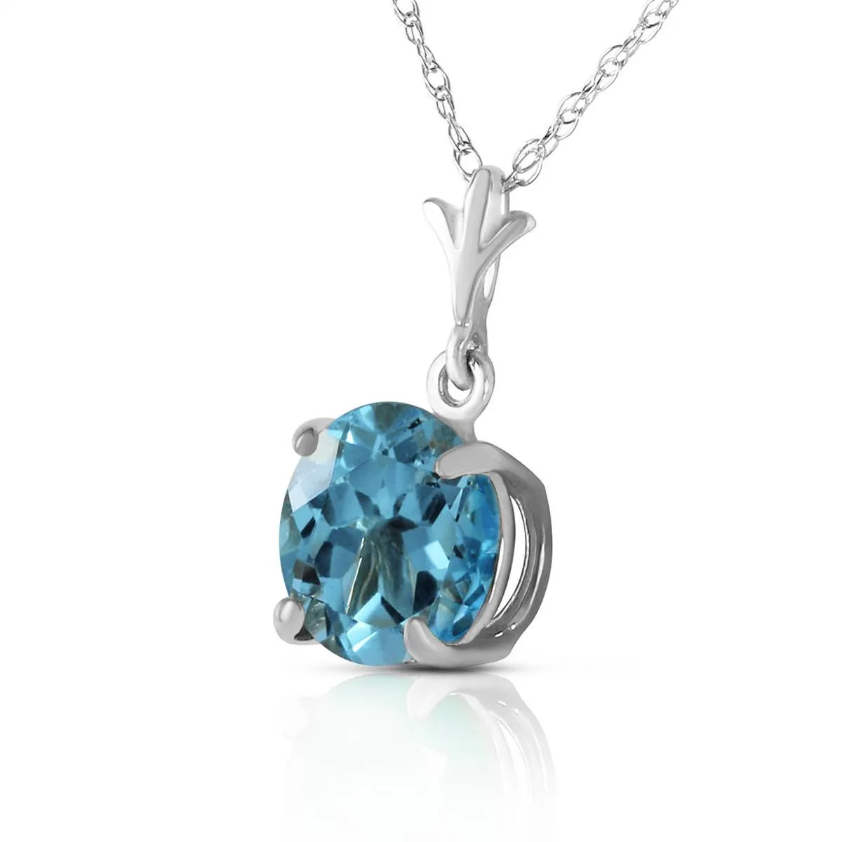 1.15 Carat 14K Solid White Gold Think Again Blue Topaz Necklace