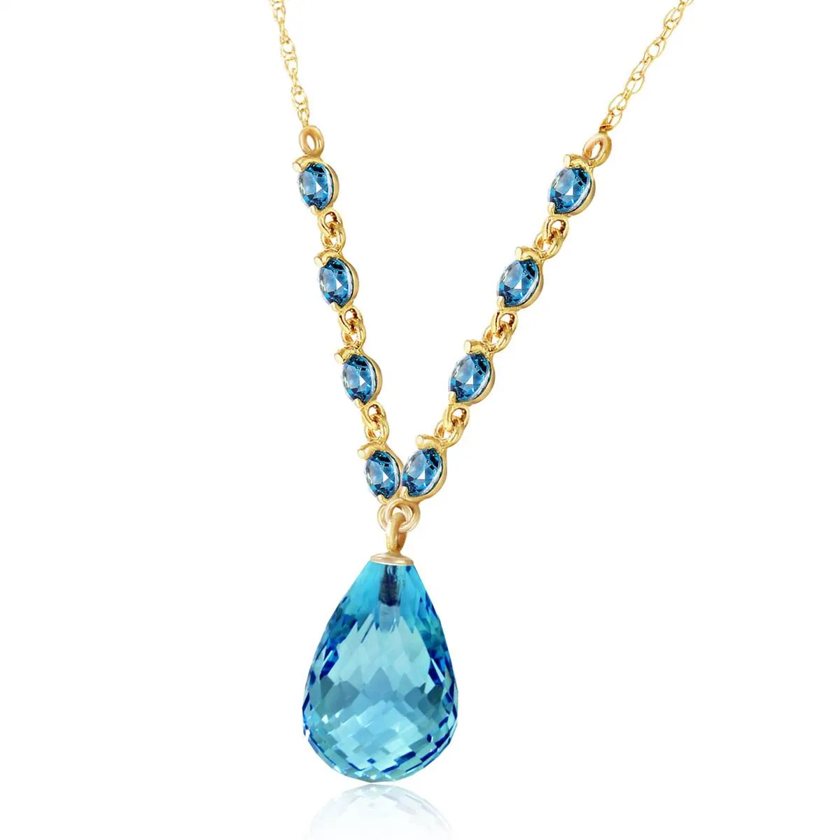 11.5 Carat 14K Solid Yellow Gold All That Glitters Blue Topaz Necklace