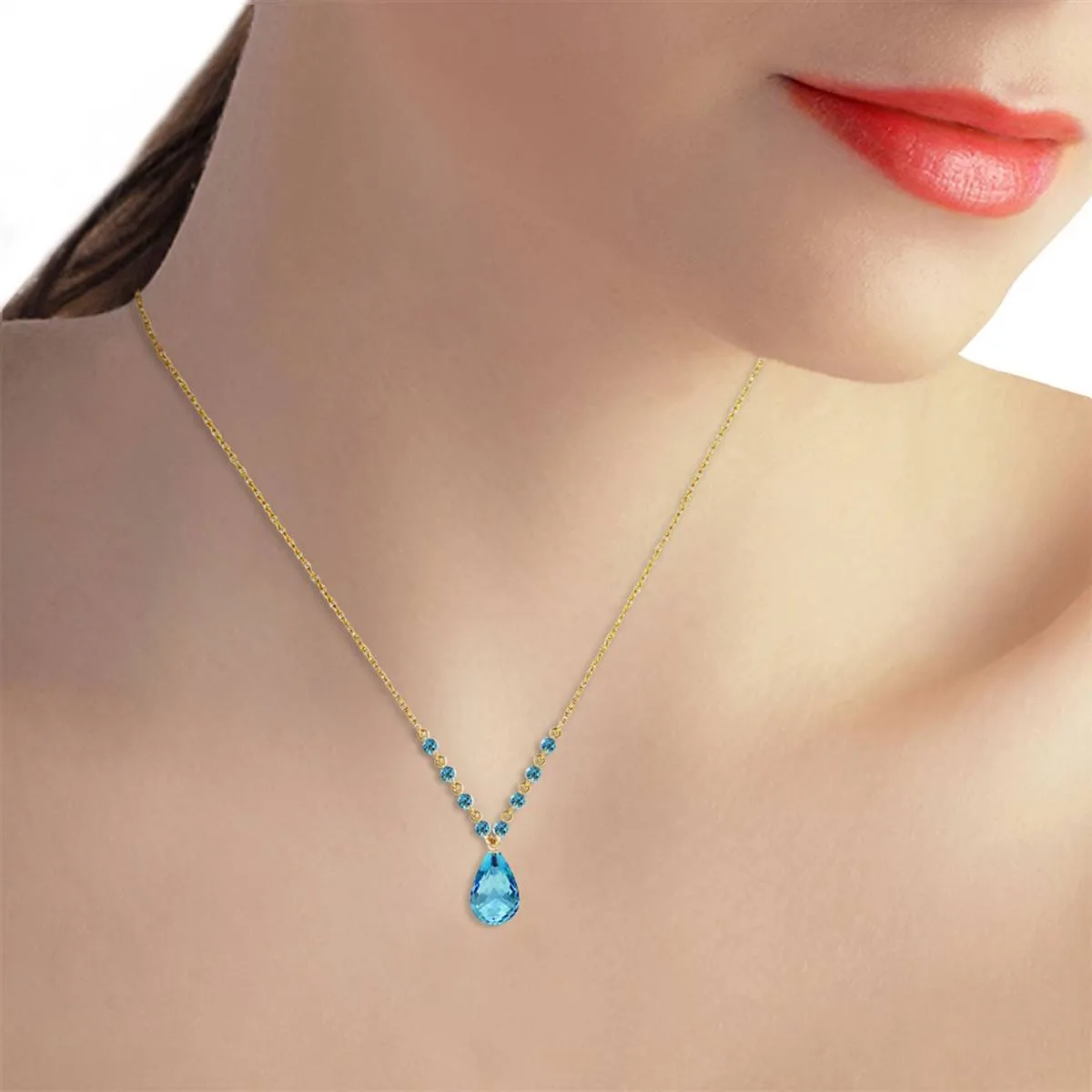 11.5 Carat 14K Solid Yellow Gold All That Glitters Blue Topaz Necklace