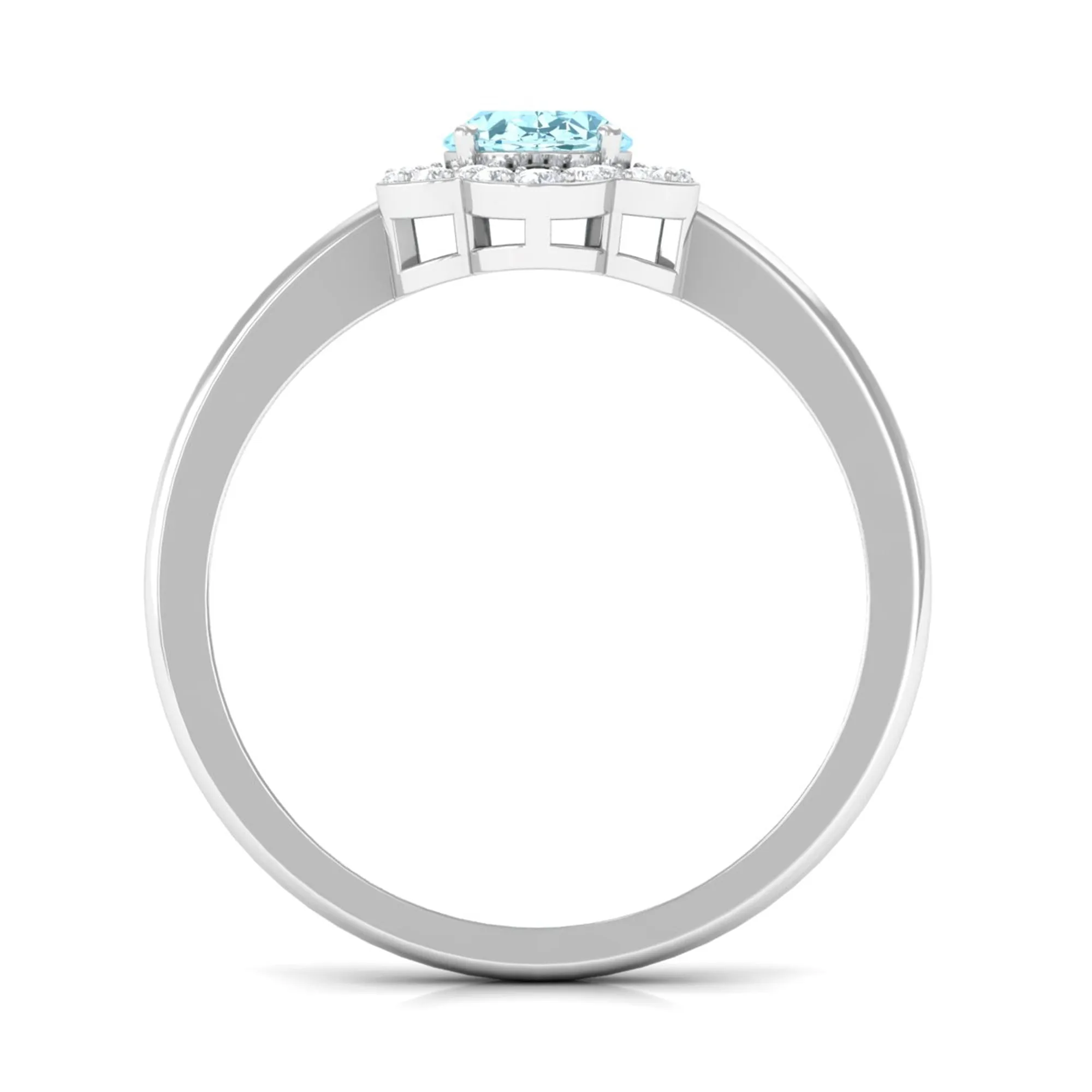 1.25 CT Oval Aquamarine Cocktail Engagement Ring with Diamond Floral Halo