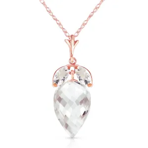 12.75 Carat 14K Solid Rose Gold Necklace Marquis Briolette White Topaz