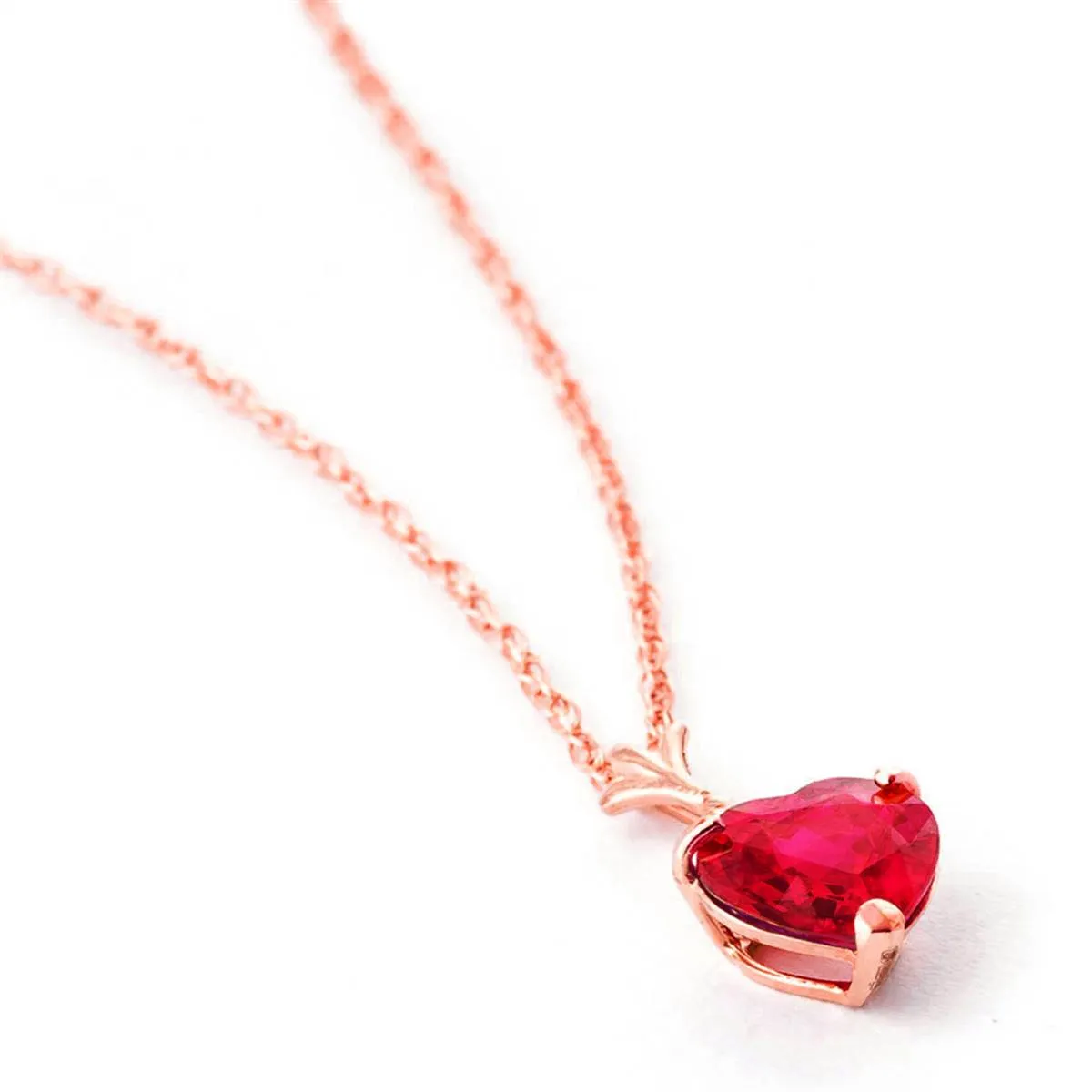 1.45 Carat 14K Solid Rose Gold Necklace Natural Heart Ruby