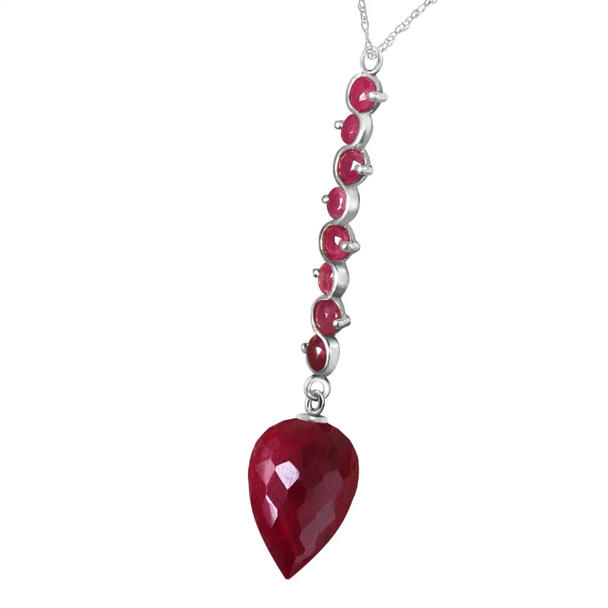 14.55 Carat 14K Solid White Gold Necklace Pointy Briolette Drop Ruby