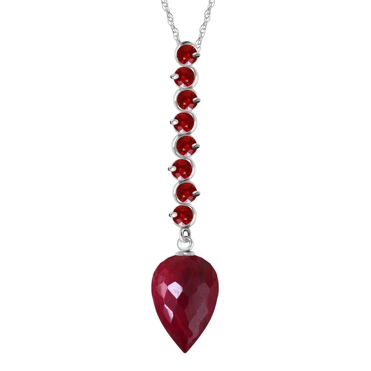 14.55 Carat 14K Solid White Gold Necklace Pointy Briolette Drop Ruby