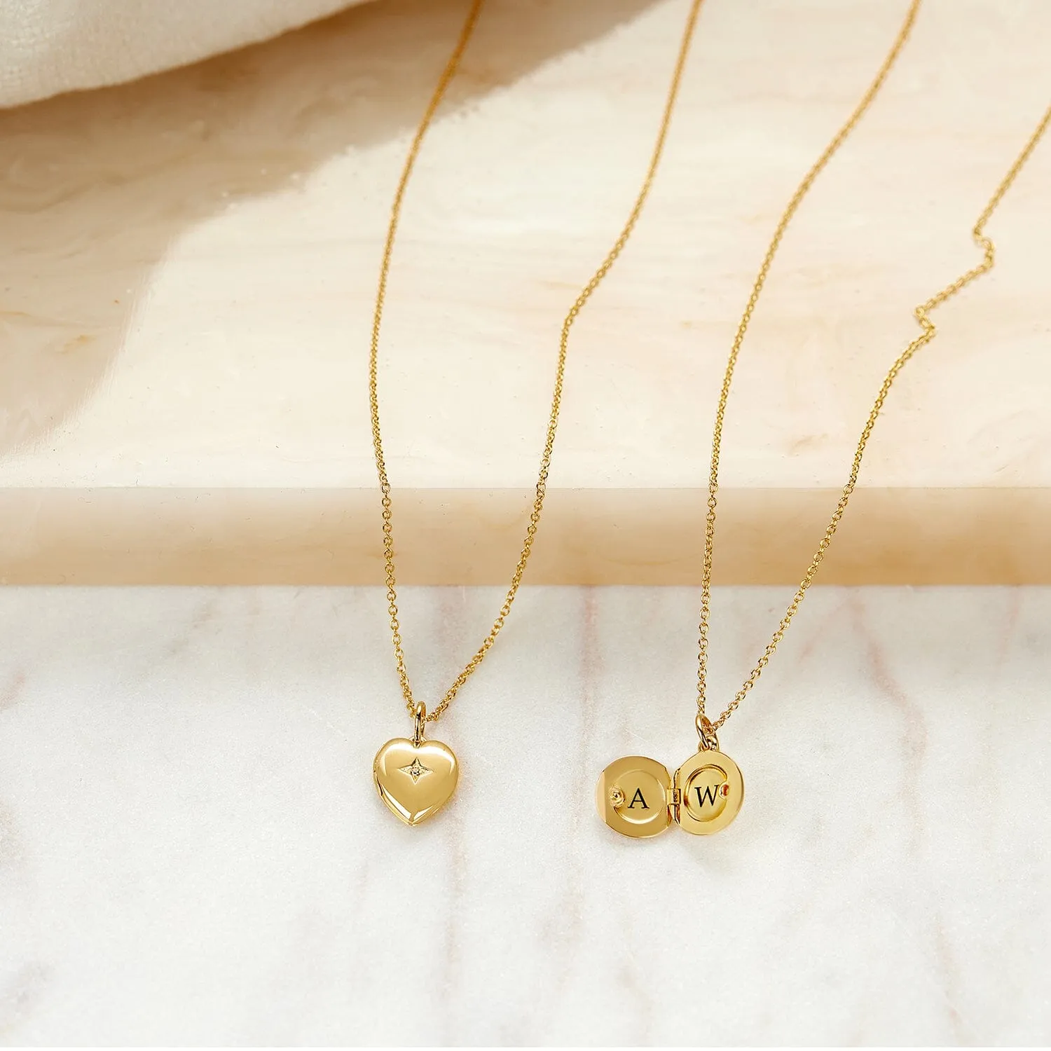 14k Gold Heart Mini Locket Necklace