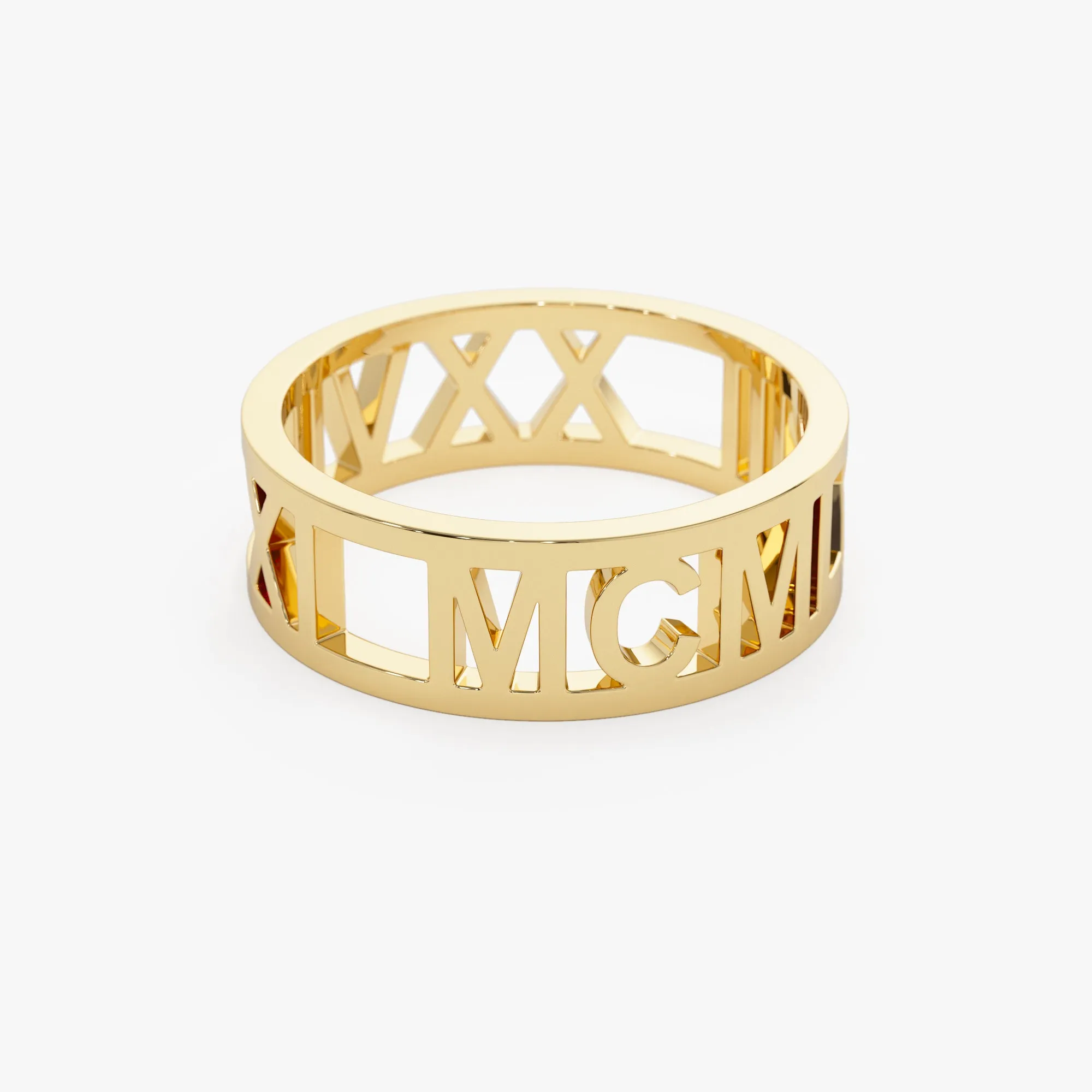 14K Gold Personalized Roman Numeral Ring