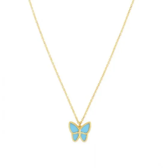 14k Gold Turquoise Butterfly Necklace