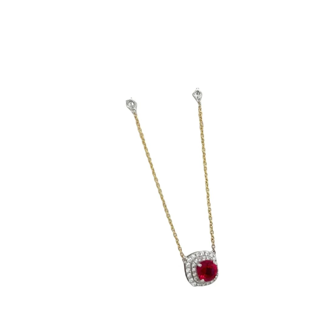 14k Lab Ruby and Natural Diamond Necklace