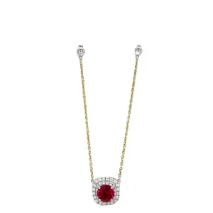 14k Lab Ruby and Natural Diamond Necklace