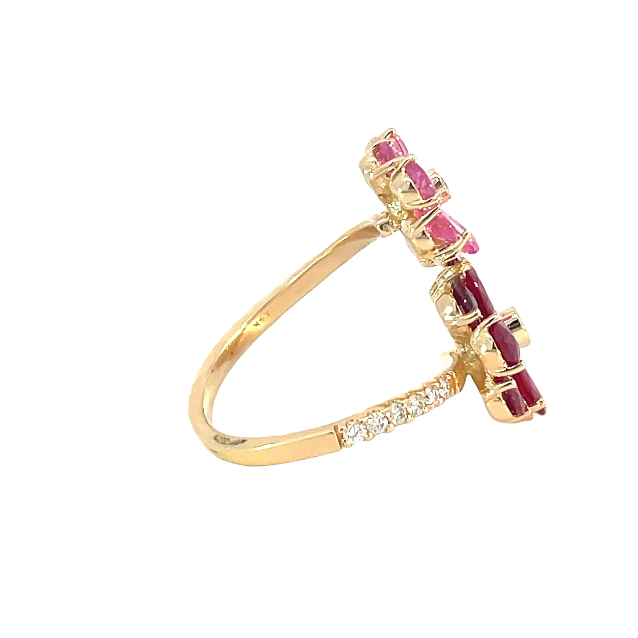 14k Oversized Ruby/Pink Sapphire Diamoind Ring