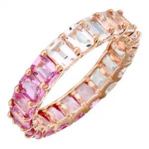 14k Pink Sapphire And Topaz Band