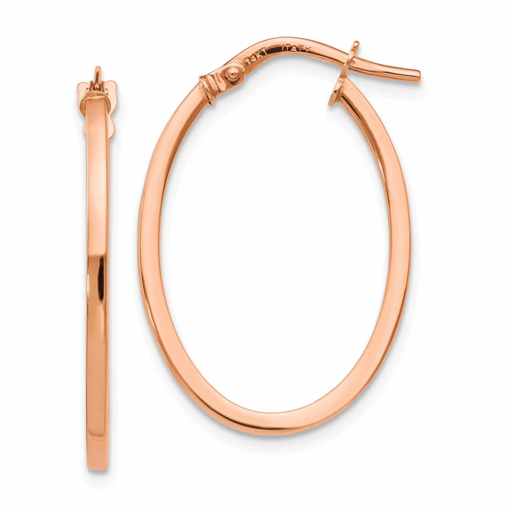 14k Rose Gold Oval Hoop Earrings