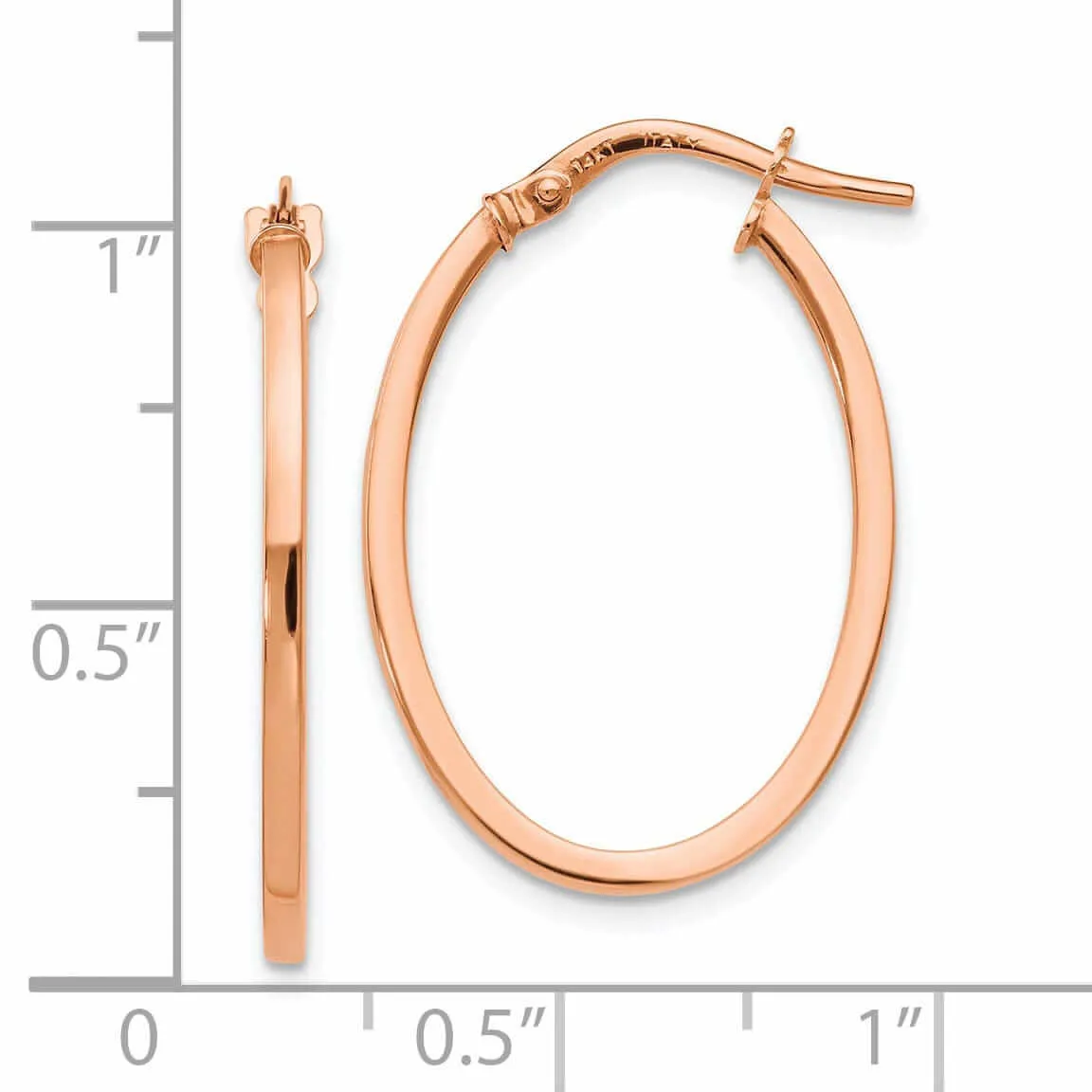 14k Rose Gold Oval Hoop Earrings