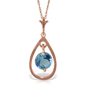 14K Solid Rose Gold Blue Topaz Necklace Jewelry Series