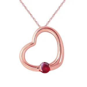 14K Solid Rose Gold Heart Necklace w/ Natural Ruby