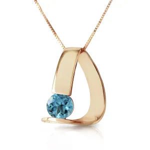 14K Solid Yellow Gold Modern Necklace w/ Natural Blue Topaz