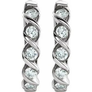 14K White Gold 1/10 CTW Natural Diamond Huggie Earrings