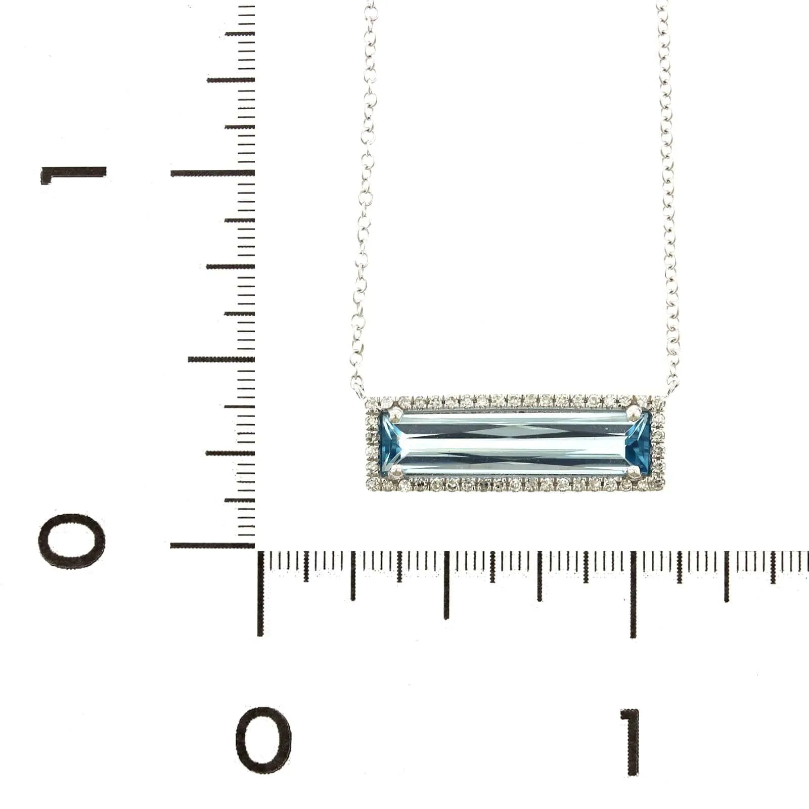 14K White Gold Blue Topaz Diamond Necklace