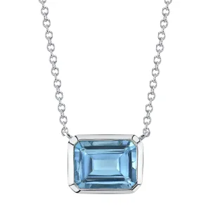 14K White Gold Blue Topaz Necklace