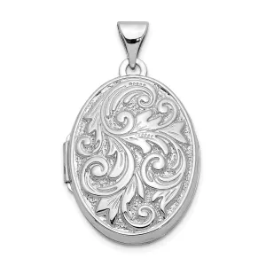 14k White Gold Love You Always Oval Locket