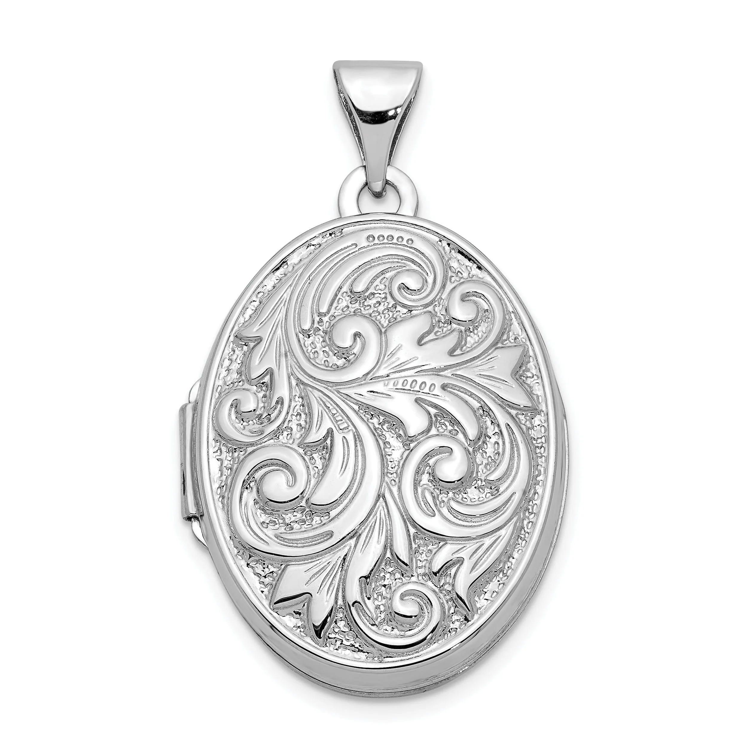 14k White Gold Love You Always Oval Locket