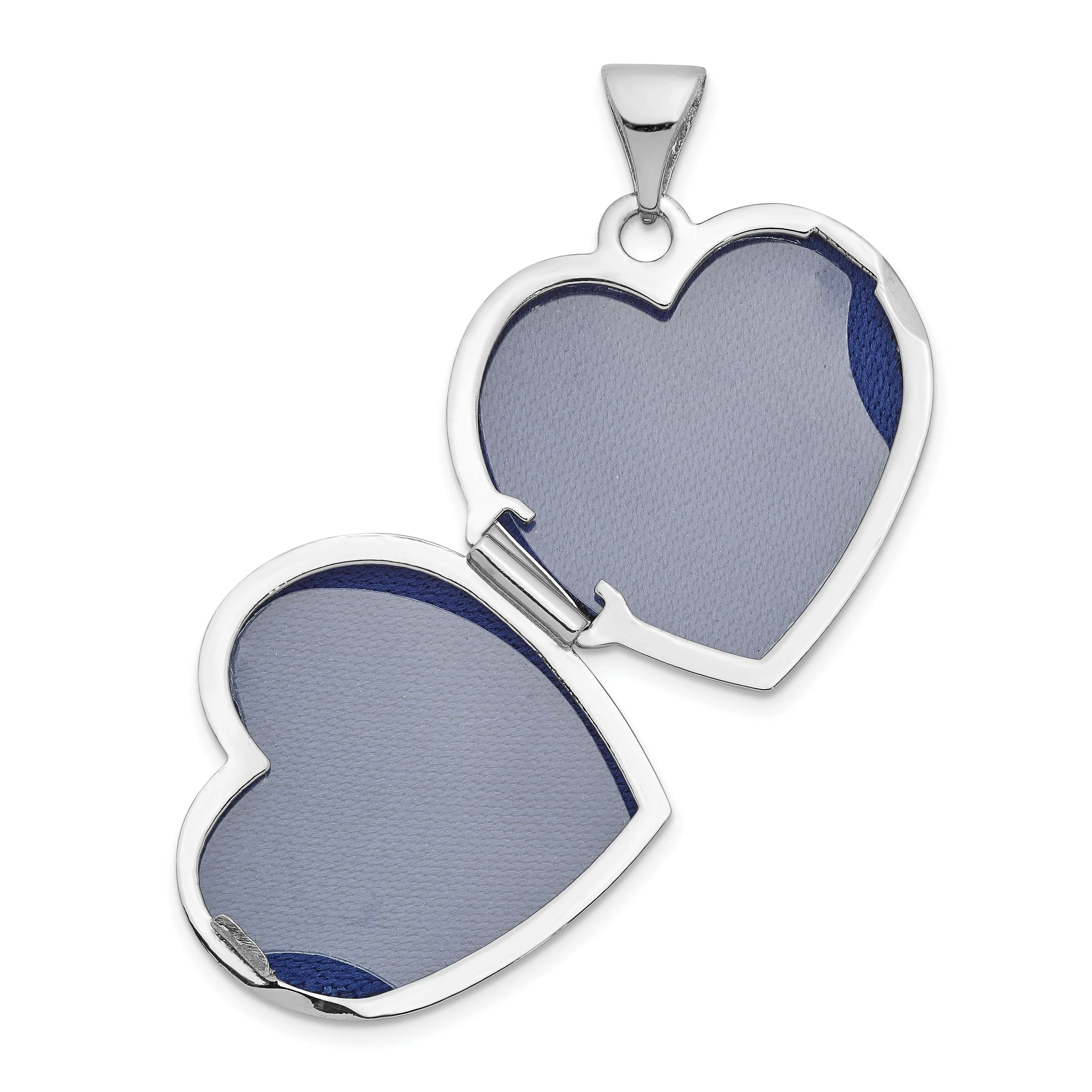 14k White Gold Polished Heart-Shaped Floral Locket