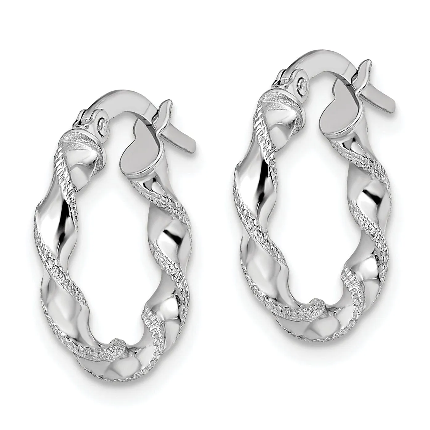 14k White Gold Twisted Hoop Earrings