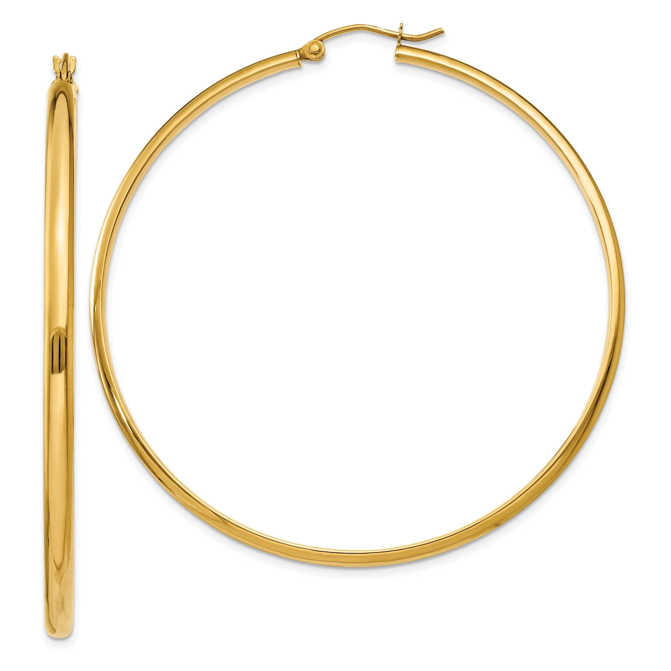 14k Yellow Gold 2.75 x 55MM Hoop Earrings