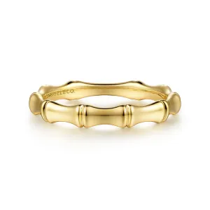 14K Yellow Gold Bamboo Shape Stackable Ring