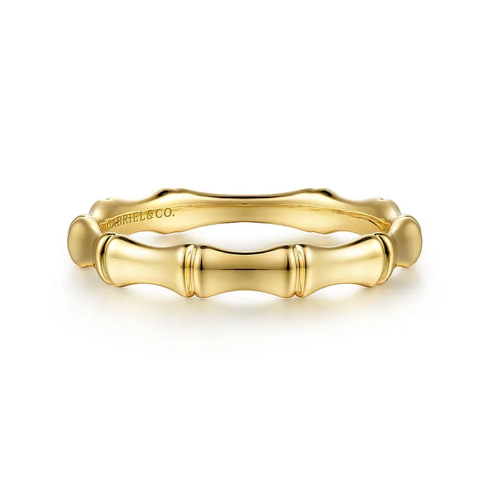 14K Yellow Gold Bamboo Shape Stackable Ring