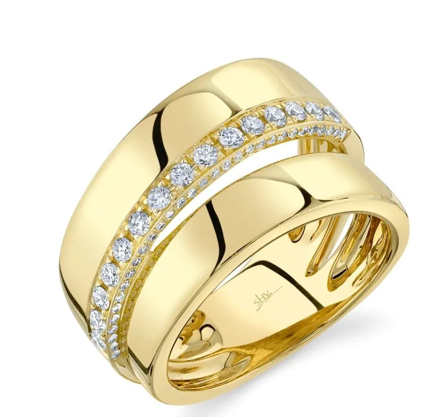 14K Yellow Gold Diamond Polished Bypass Ring