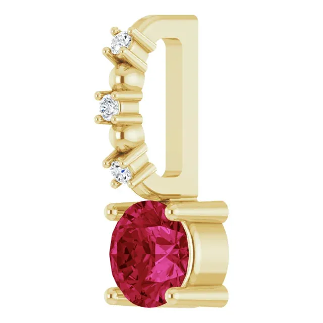 14K Yellow Gold Imitation Ruby & .01 CTW Natural Diamond Charm/Pendant