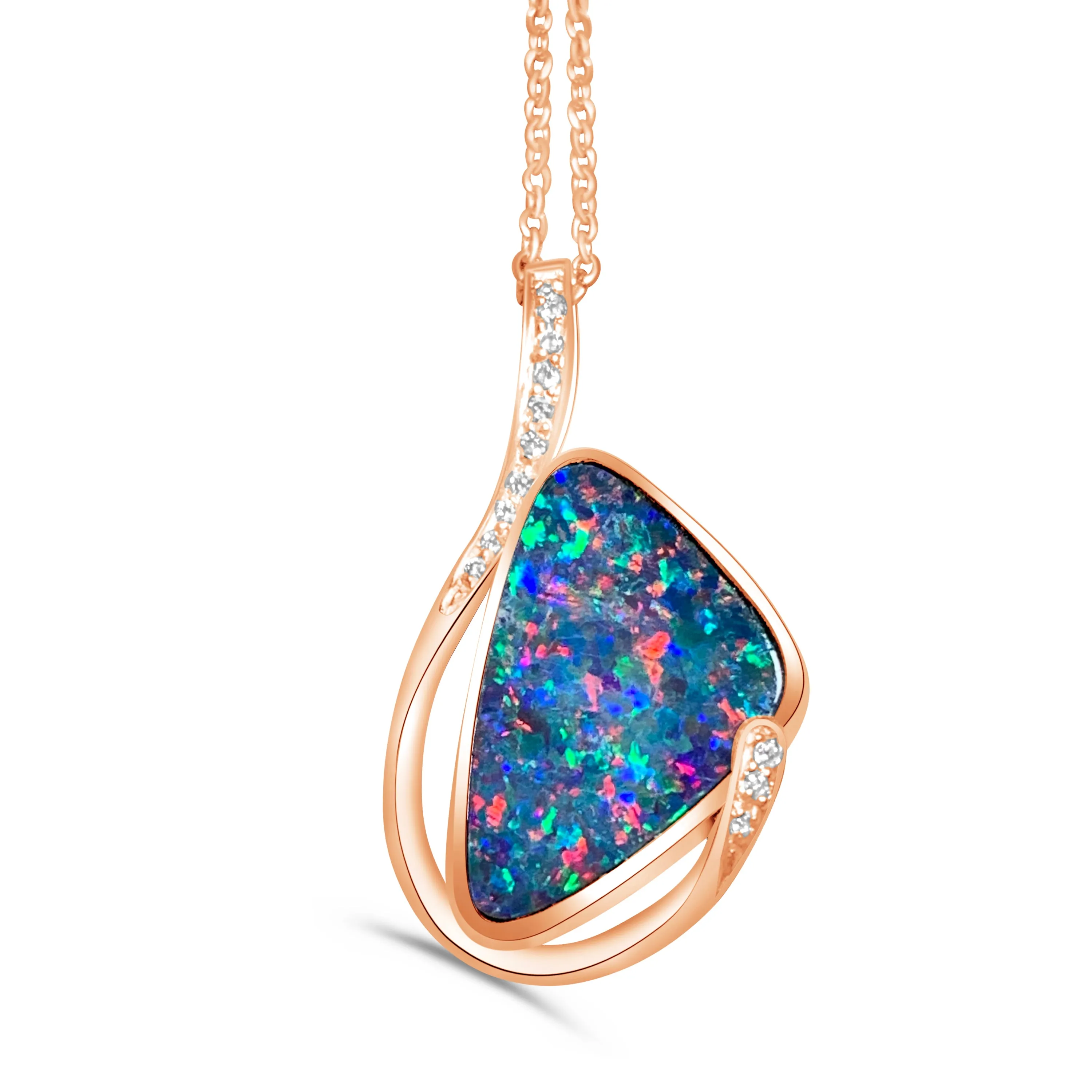 14kt Rose Gold Fire Opal 2.95ct and Diamond pendant