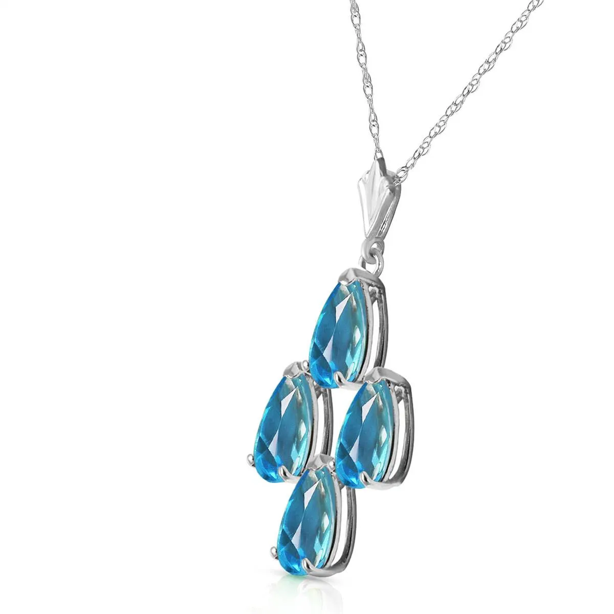 1.5 Carat 14K Solid White Gold Good Beginnings Blue Topaz Necklace