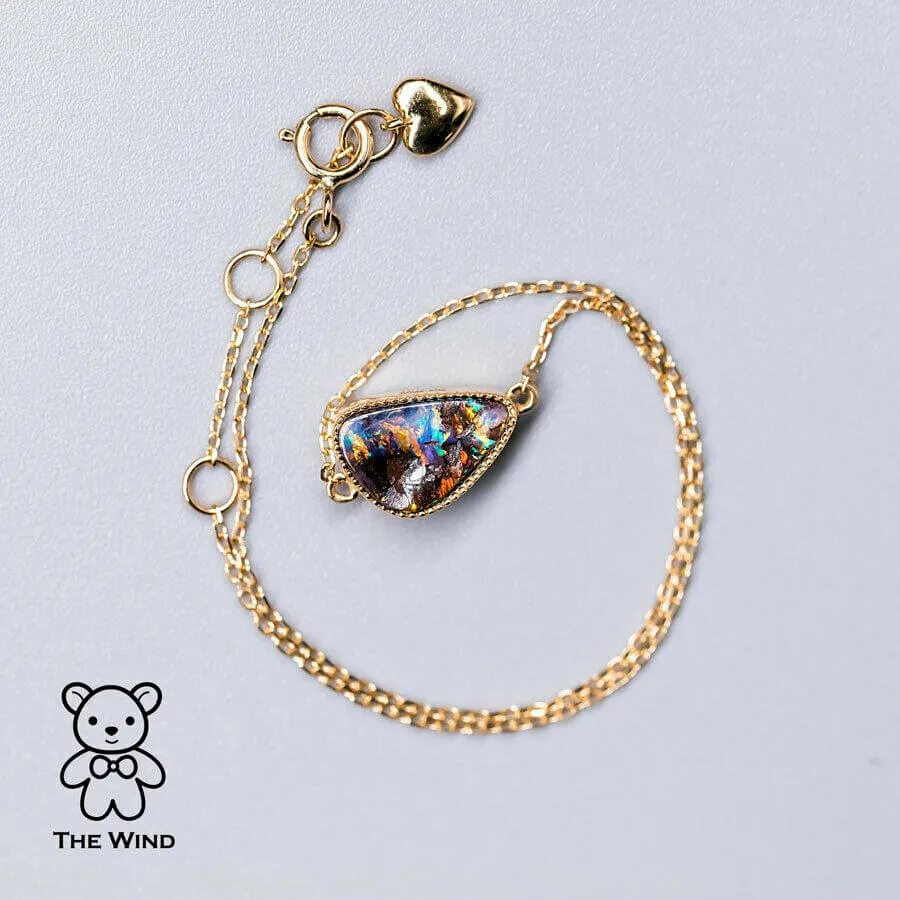 1.508 ct Australian Boulder Opal Bracelet in 18K Yellow Gold