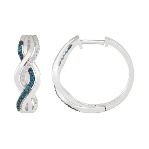 1/6 CTW Diamond Twist Hoop 19MM Earrings in Sterling Silver