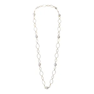 161-01-G | GOLD LOOP CHAIN & WILD PEARLS