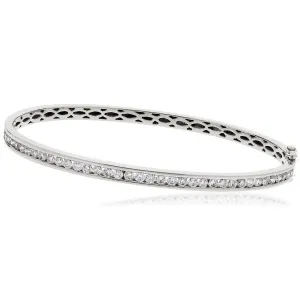 18ct White Gold Diamond Bangle Bracelet 0.60ct - 3.00ct, Channel Set, Women's Hinged, Premium Gift Box