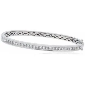 18ct White Gold Diamond Bangle Bracelet 0.90ct - 4.00ct, Princess Cut, Women's Hinged, Refined Gift Box