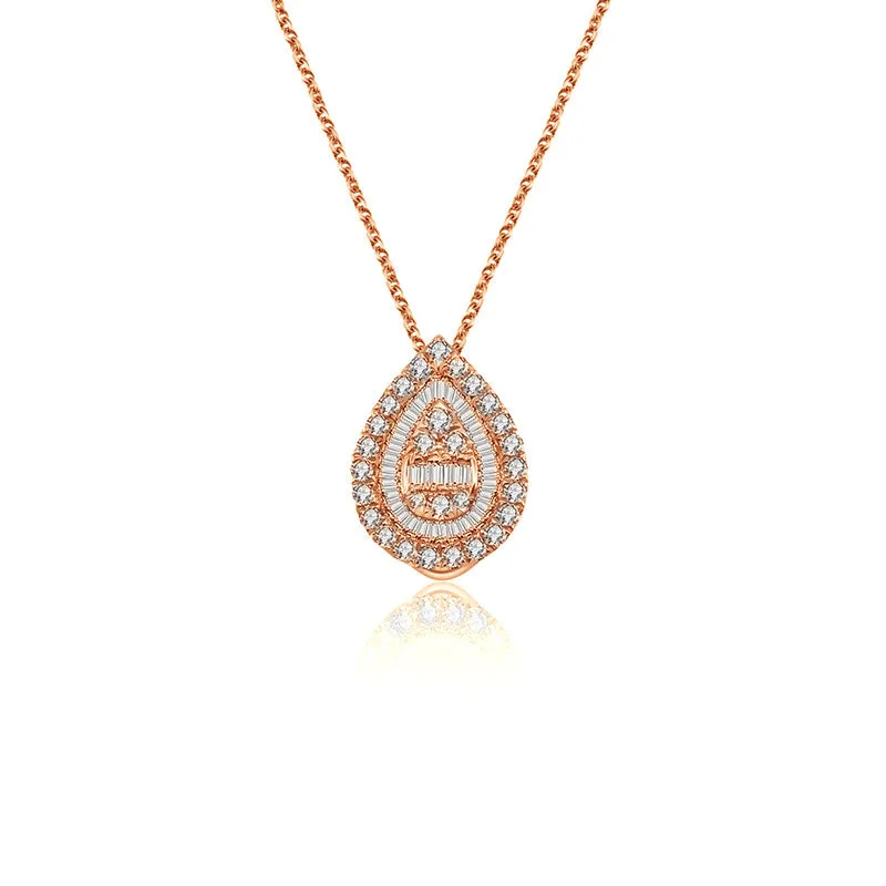 18k Gold 2 ways Drop Shape Diamond Necklace