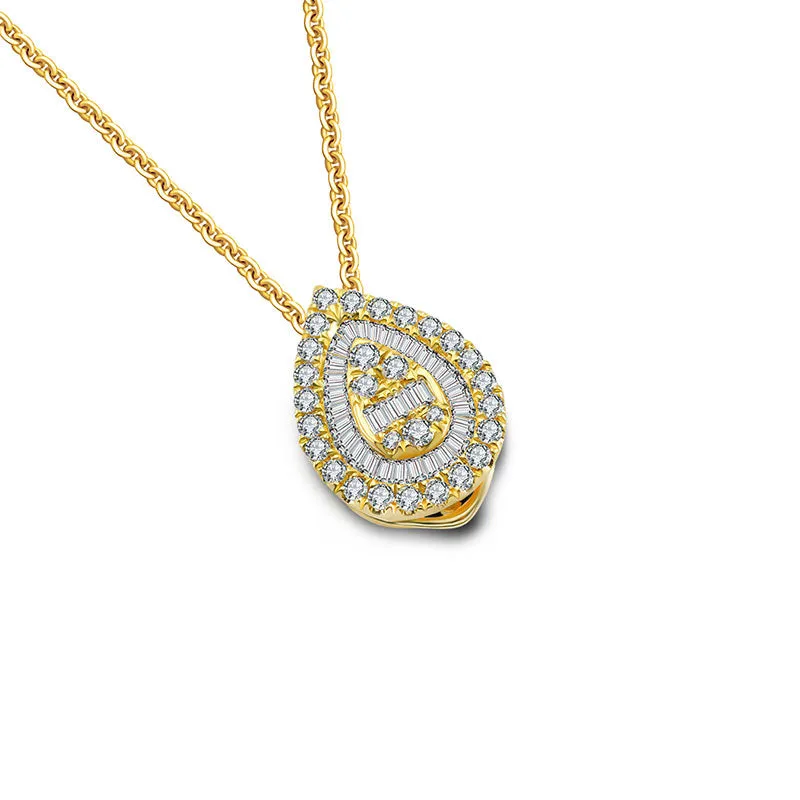 18k Gold 2 ways Drop Shape Diamond Necklace