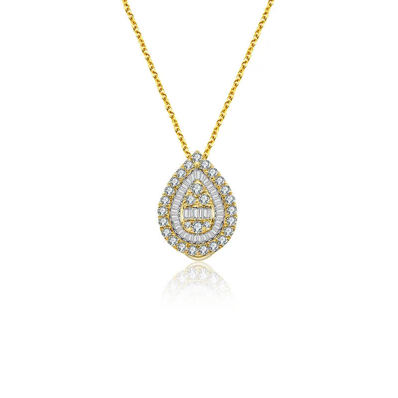 18k Gold 2 ways Drop Shape Diamond Necklace