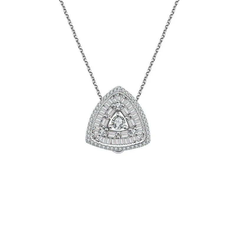 18k Gold 2 ways Trillion Shape Diamond Necklace