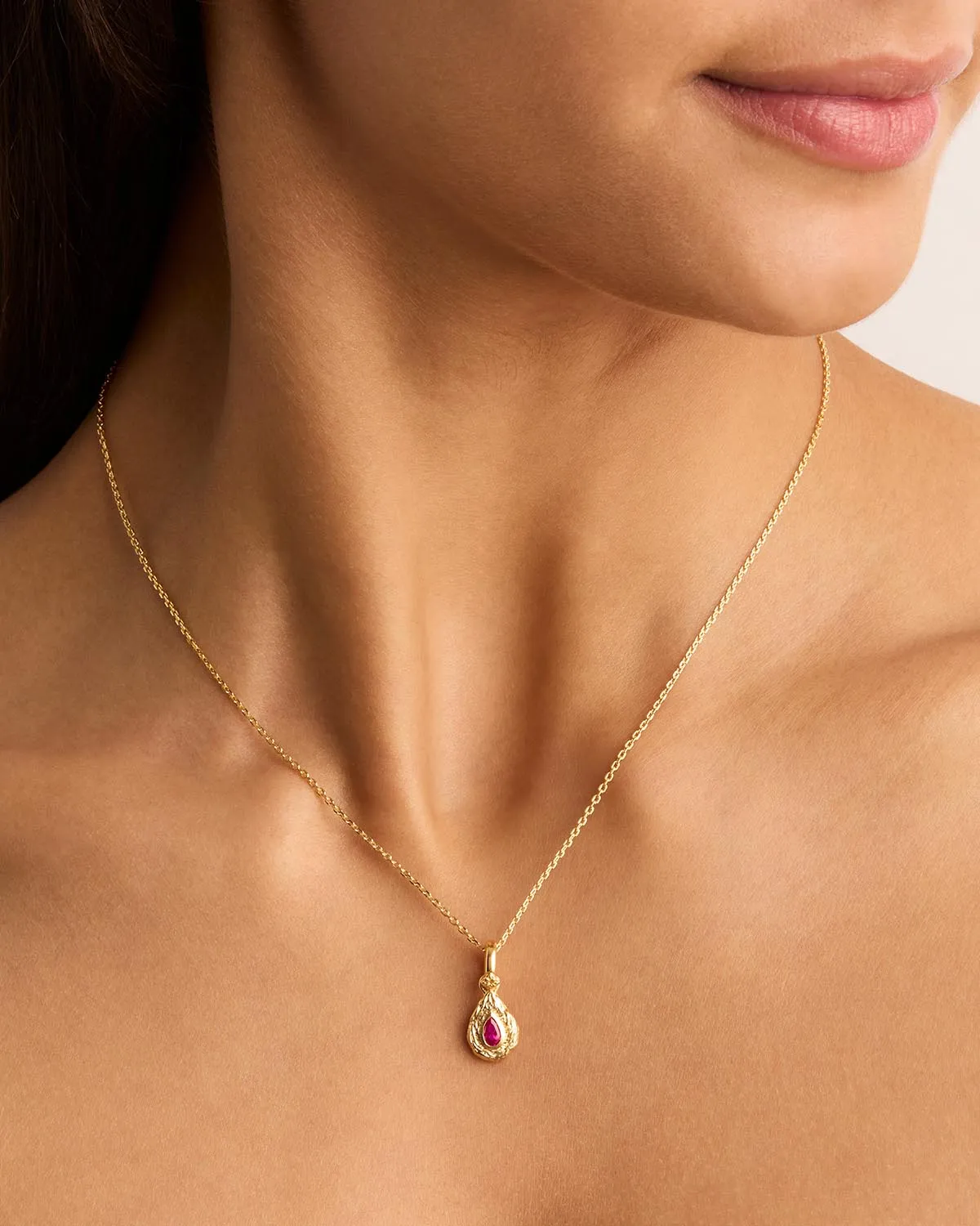 18k Gold Vermeil With Love Birthstone Annex Link Pendant - July