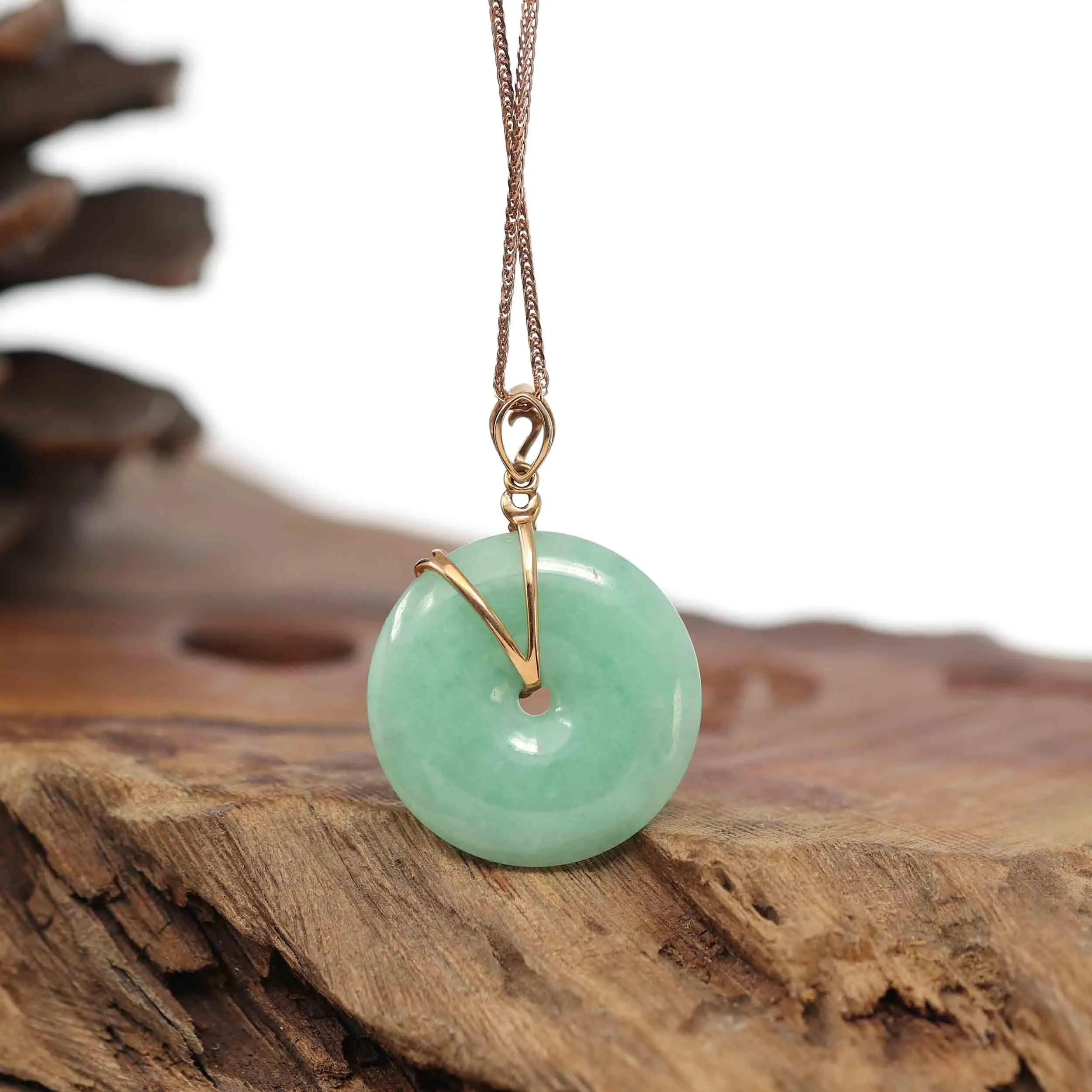 18k Rose Gold Genuine Burmese Jadeite Constellation (Scorpio) Necklace Pendant