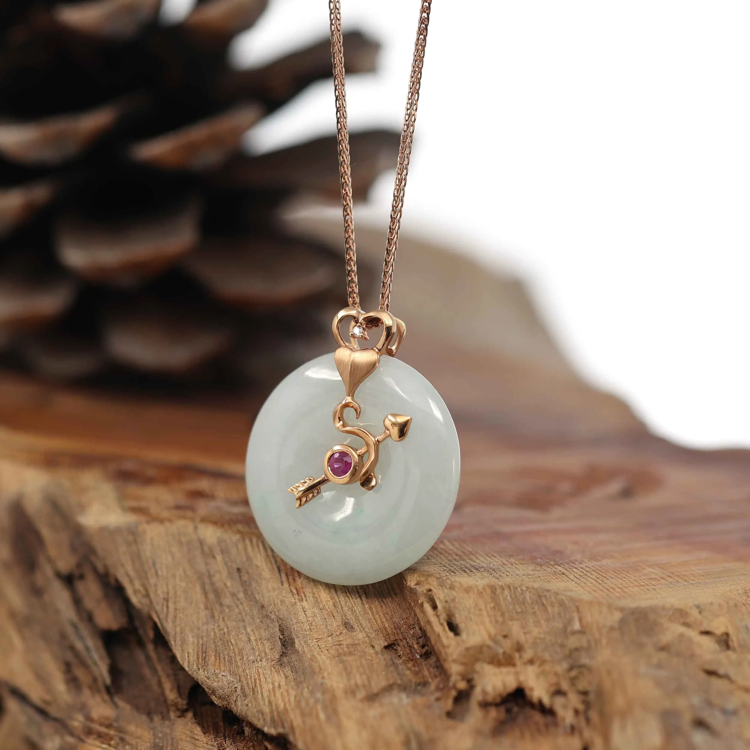 18k Rose Gold Genuine Jadeite 12 Zodiac Signs (Sagittarius) Necklace